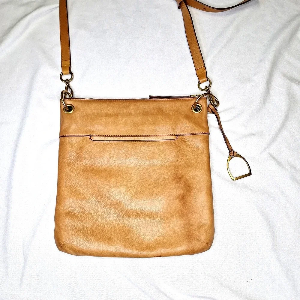 Margot New York Leather Messenger Hobo Handbag Purse Cognac Shoulder Bag Brown
